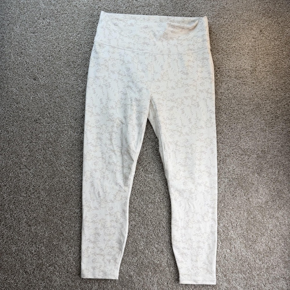 Fabletics PowerHold Leggings Womens Large White Camo High Rise Yoga Gym Running
